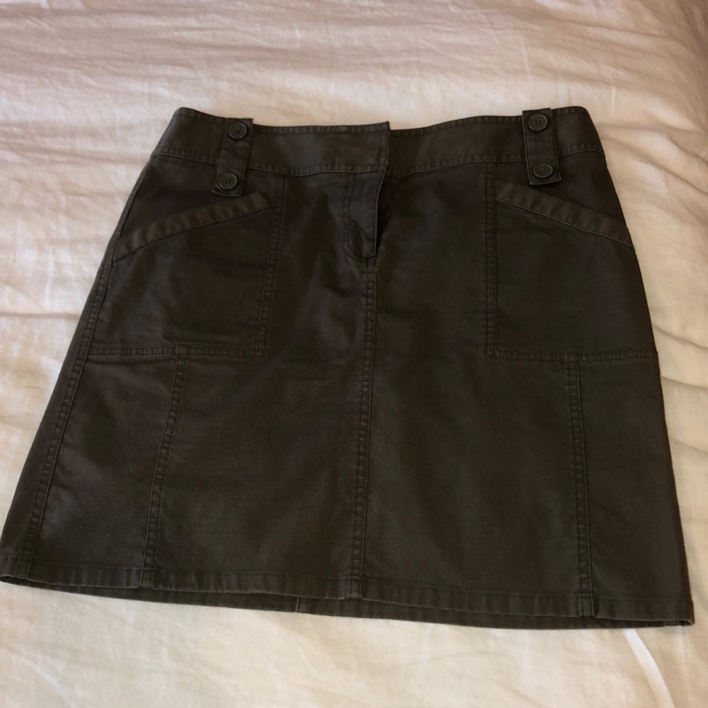 Ann Taylor Loft army green mini skirt.